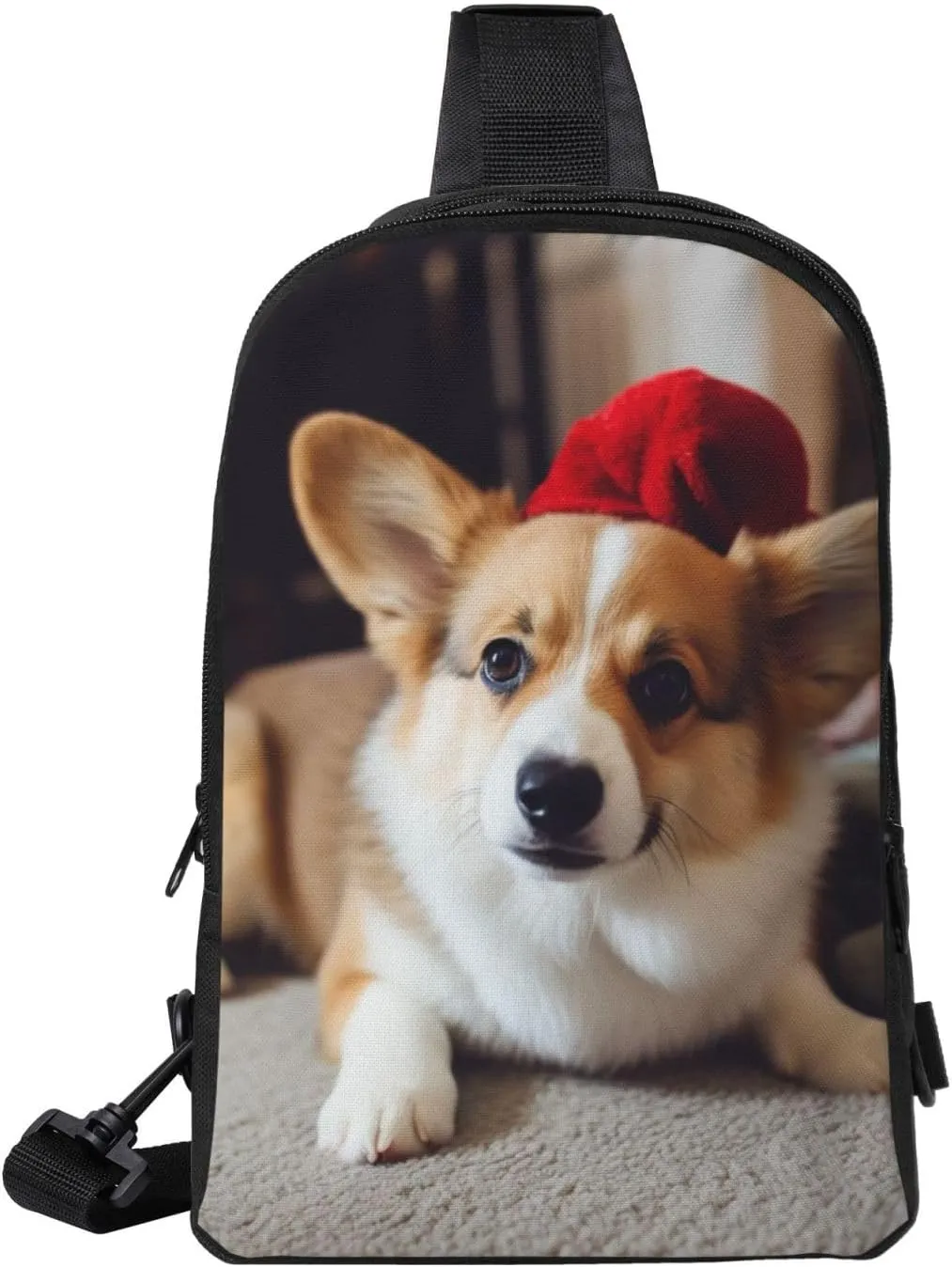 Sling Backpack Crossbody Sling Bag for Men Women Cross Chest Bag Cute Corgi Shoulder Bag Travel Hiking Daypack