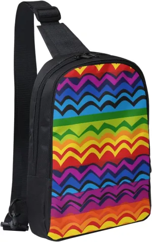 Sling Backpack Crossbody Sling Bag for Men Women Cross Chest Bag Gay Pride Rainbow Pattern Shoulder Bag Travel Hiking Daypack