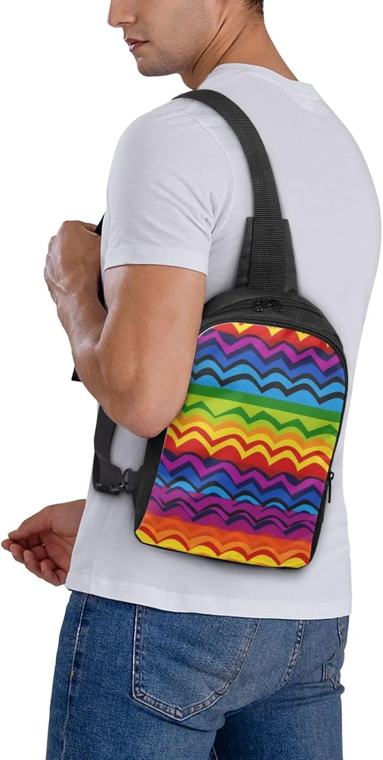 Sling Backpack Crossbody Sling Bag for Men Women Cross Chest Bag Gay Pride Rainbow Pattern Shoulder Bag Travel Hiking Daypack