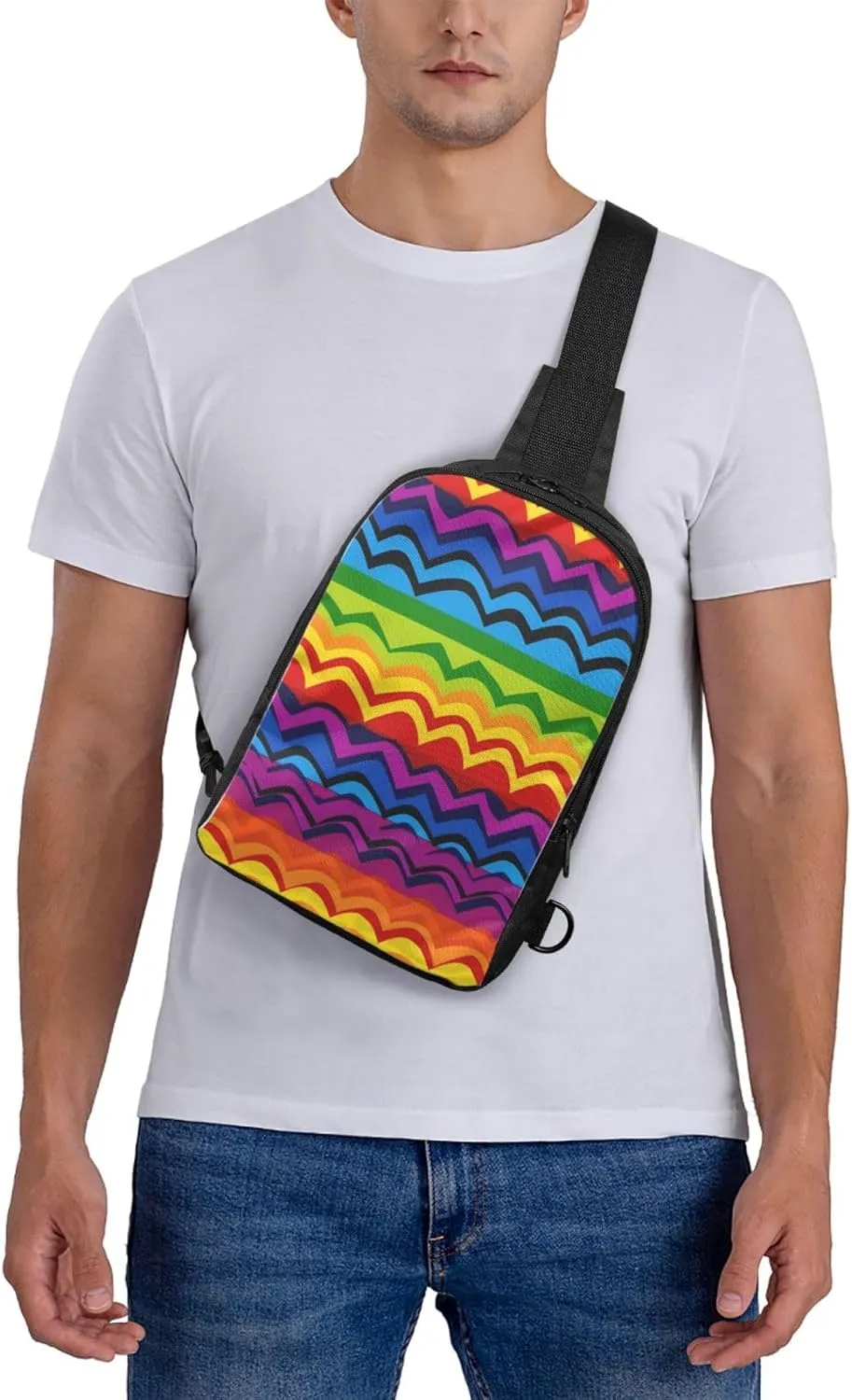 Sling Backpack Crossbody Sling Bag for Men Women Cross Chest Bag Gay Pride Rainbow Pattern Shoulder Bag Travel Hiking Daypack