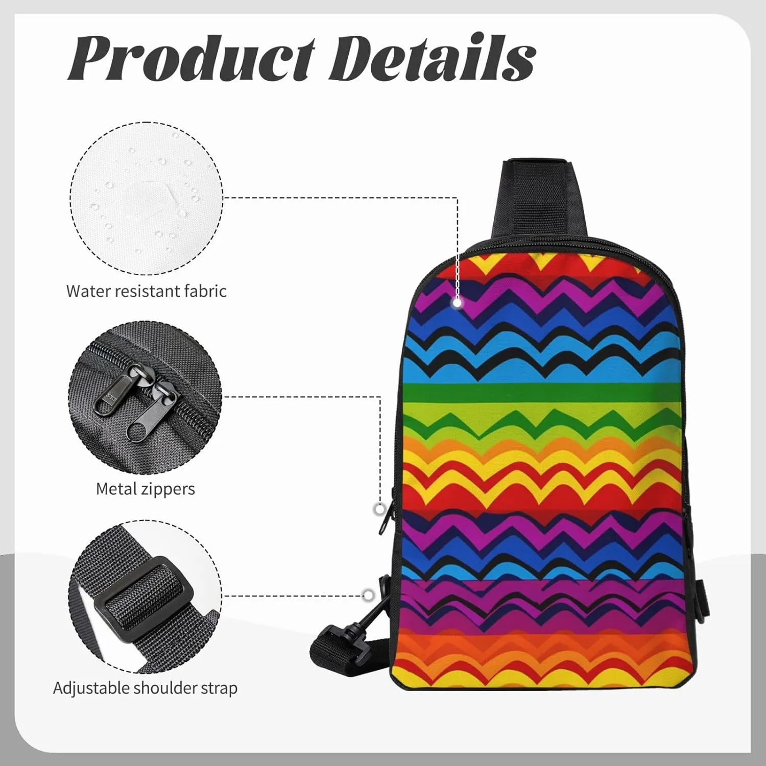 Sling Backpack Crossbody Sling Bag for Men Women Cross Chest Bag Gay Pride Rainbow Pattern Shoulder Bag Travel Hiking Daypack