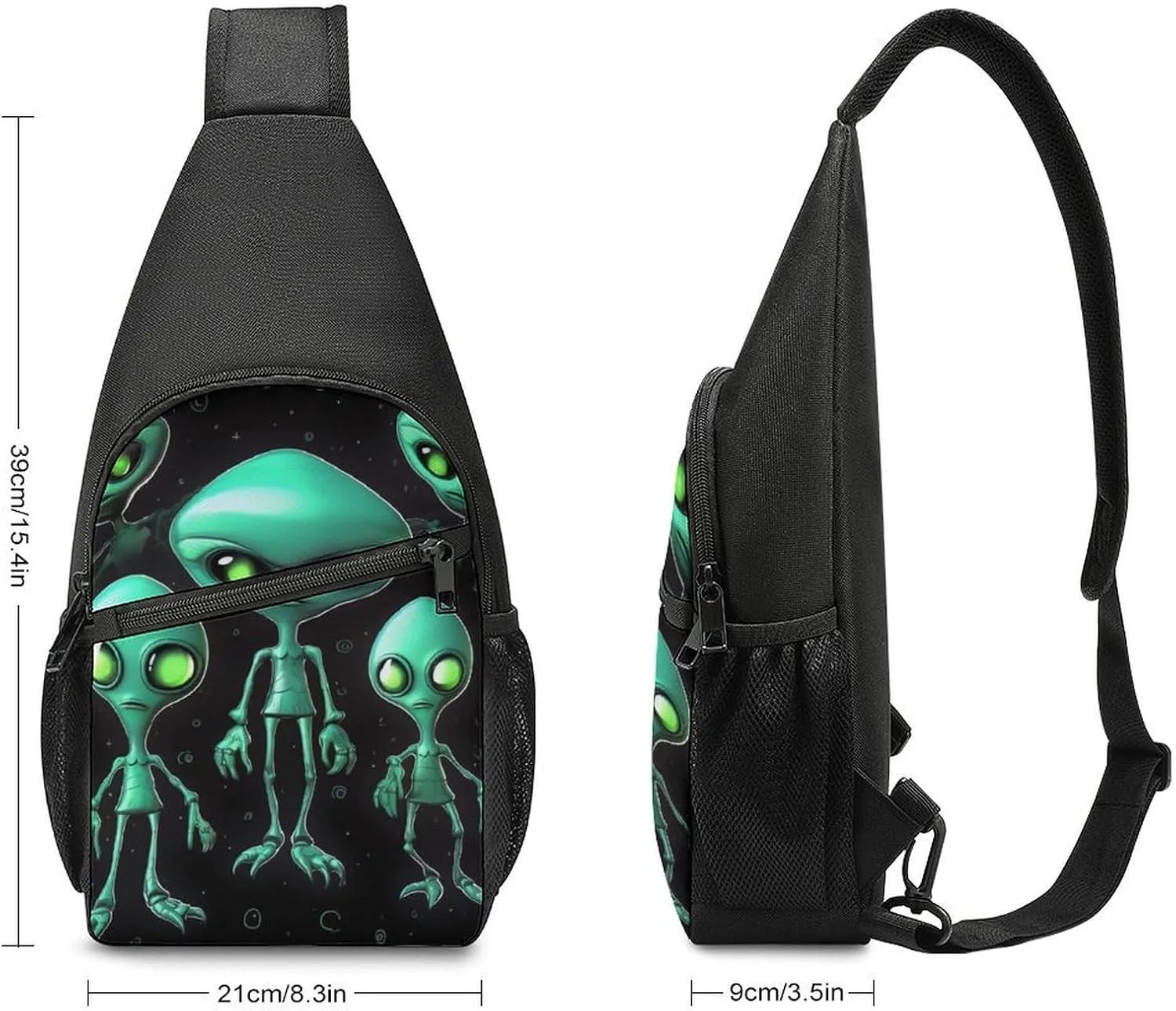 Sling Backpack for Women Men Crossbody Chest Bag Travel Aliens Daypack Shoulder Bag for Hiking
