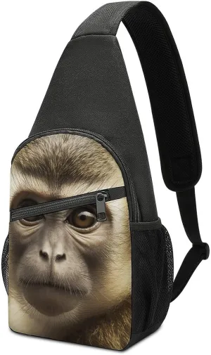 Sling Backpack for Women Men Crossbody Chest Bag Travel Big Eyed Monkey Daypack Shoulder Bag for Hiking