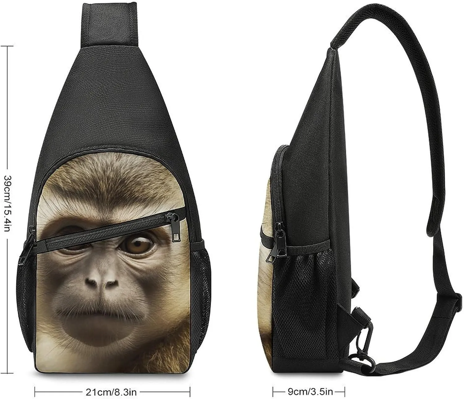 Sling Backpack for Women Men Crossbody Chest Bag Travel Big Eyed Monkey Daypack Shoulder Bag for Hiking