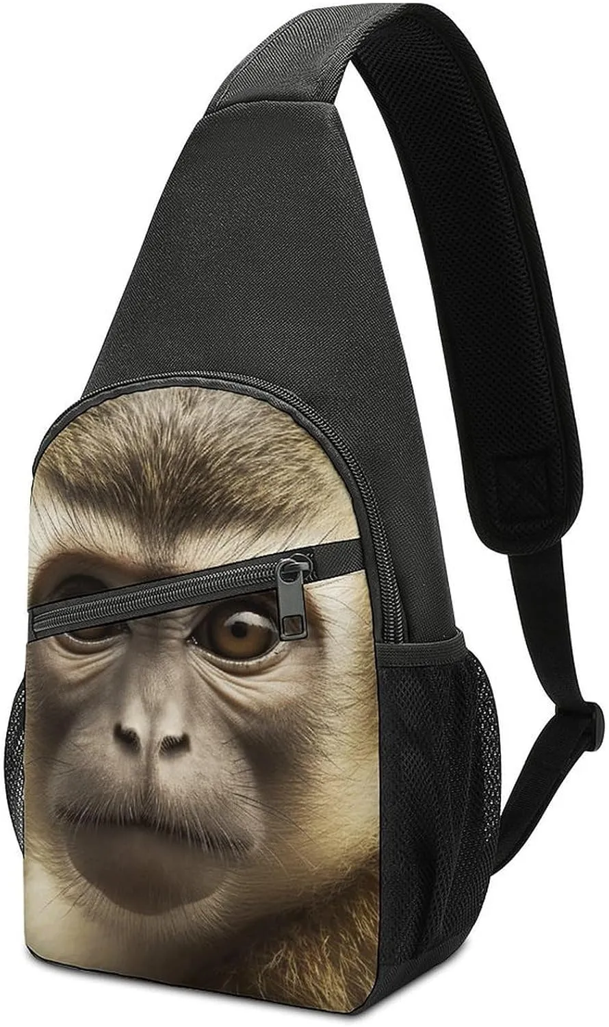 Sling Backpack for Women Men Crossbody Chest Bag Travel Big Eyed Monkey Daypack Shoulder Bag for Hiking