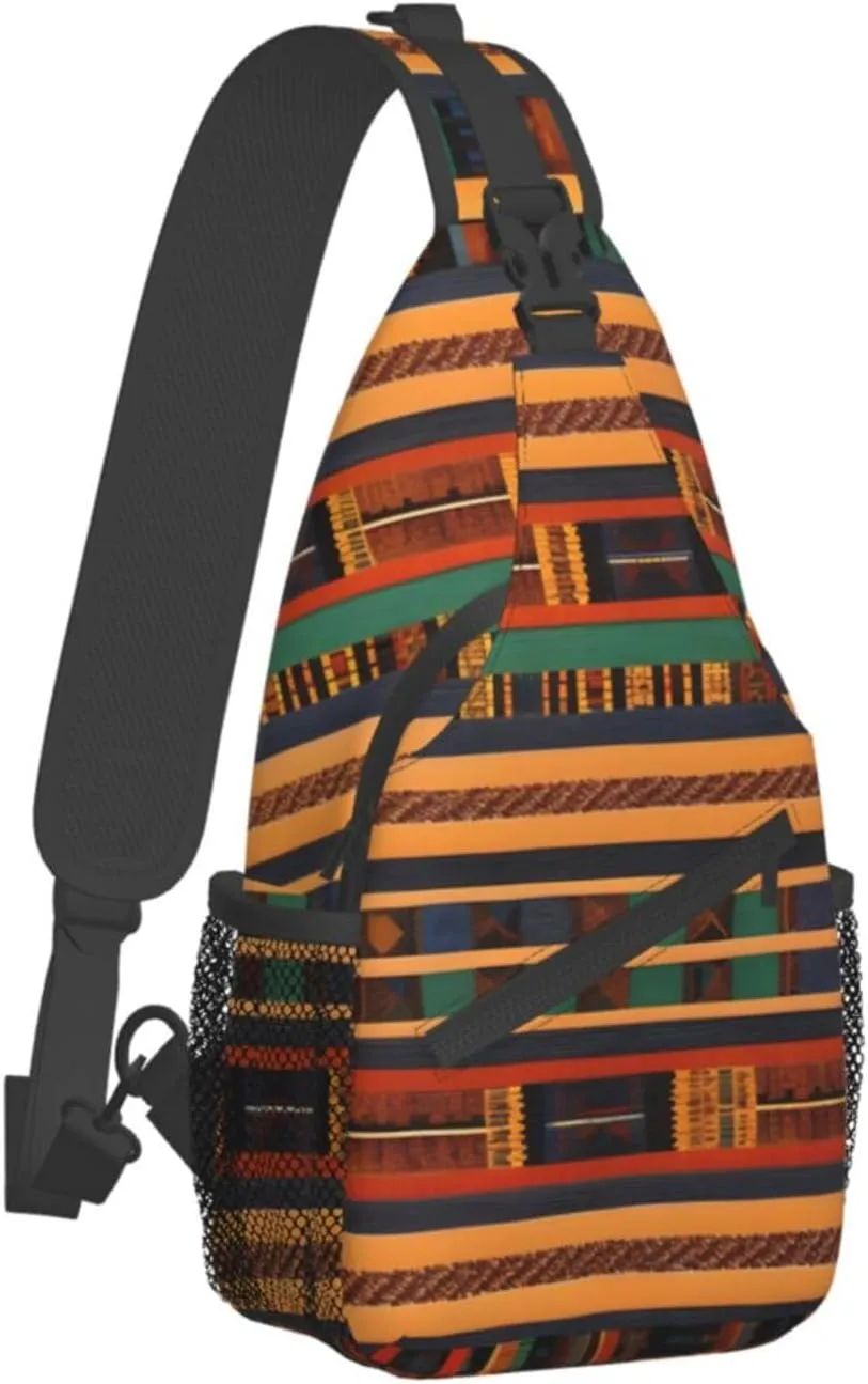 Sling Backpack,Men Cross Chest Bag Diagonally,Durable Adjustable Outdoor Cycling Travel Bag,African Weaving Print