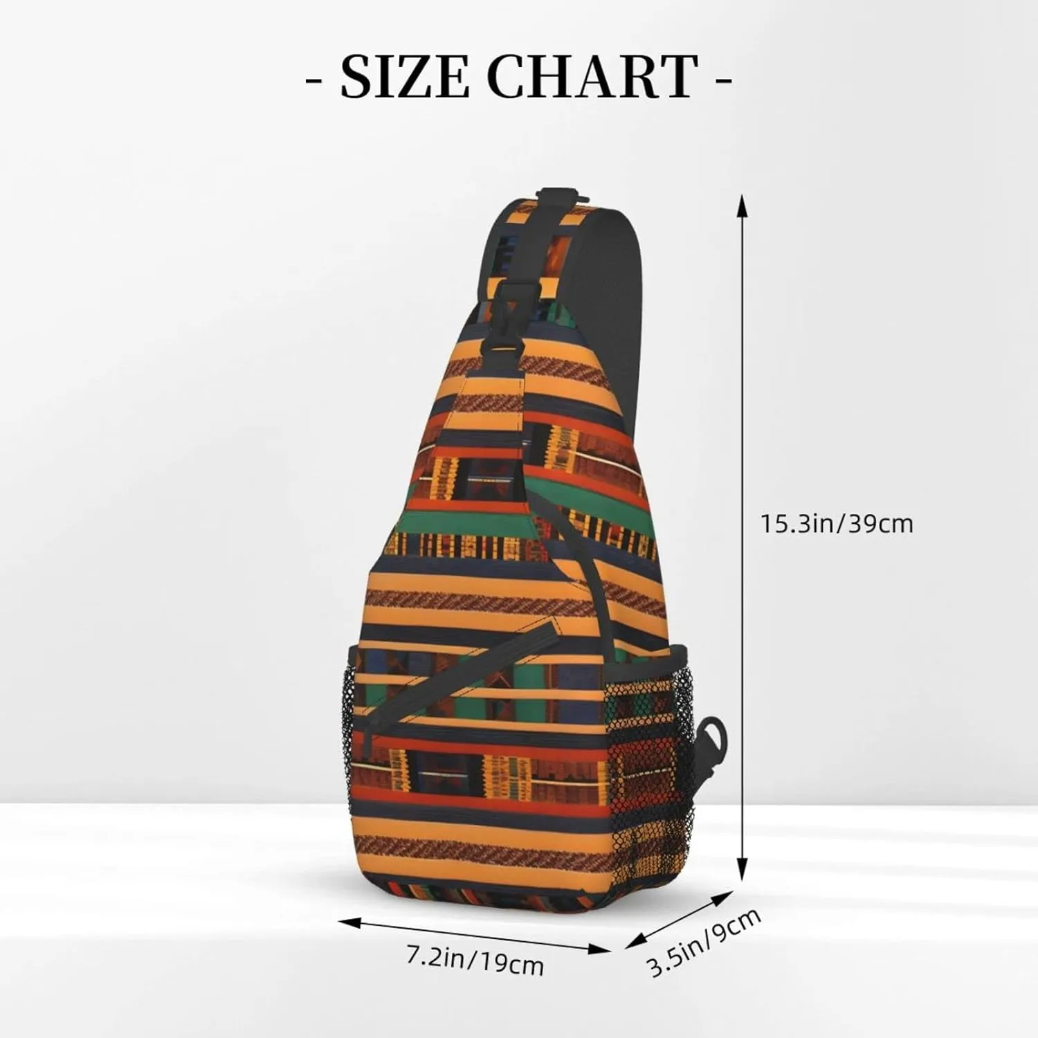 Sling Backpack,Men Cross Chest Bag Diagonally,Durable Adjustable Outdoor Cycling Travel Bag,African Weaving Print
