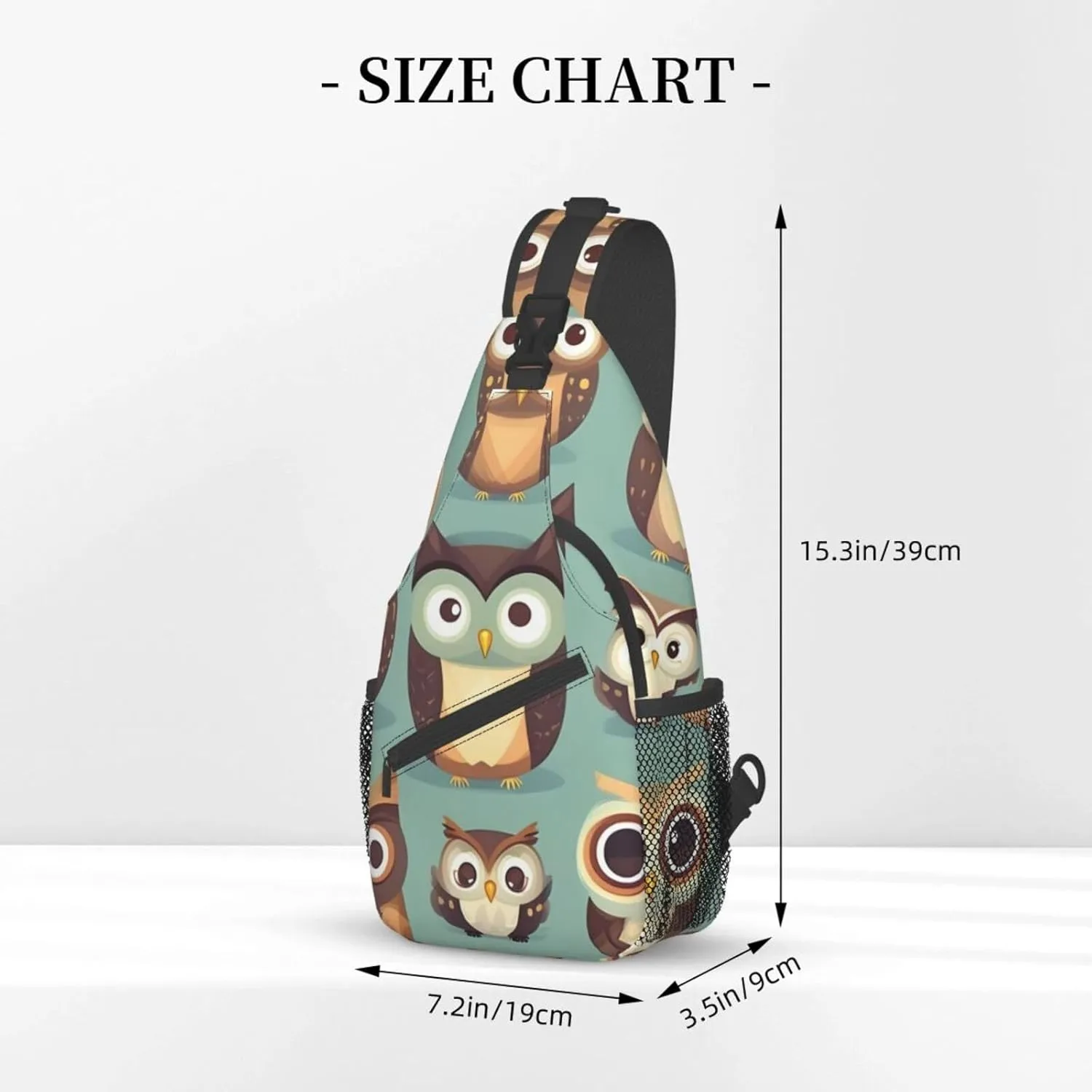 Sling Backpack,Men Cross Chest Bag Diagonally,Durable Adjustable Outdoor Cycling Travel Bag,Animal Cartoon Owls Cute Print