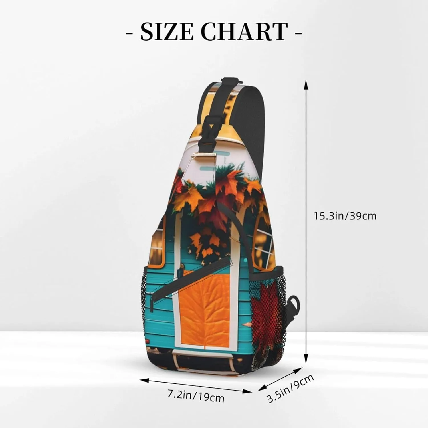 Sling Backpack,Men Cross Chest Bag Diagonally,Durable Adjustable Outdoor Cycling Travel Bag,Happy Fall Camper Print