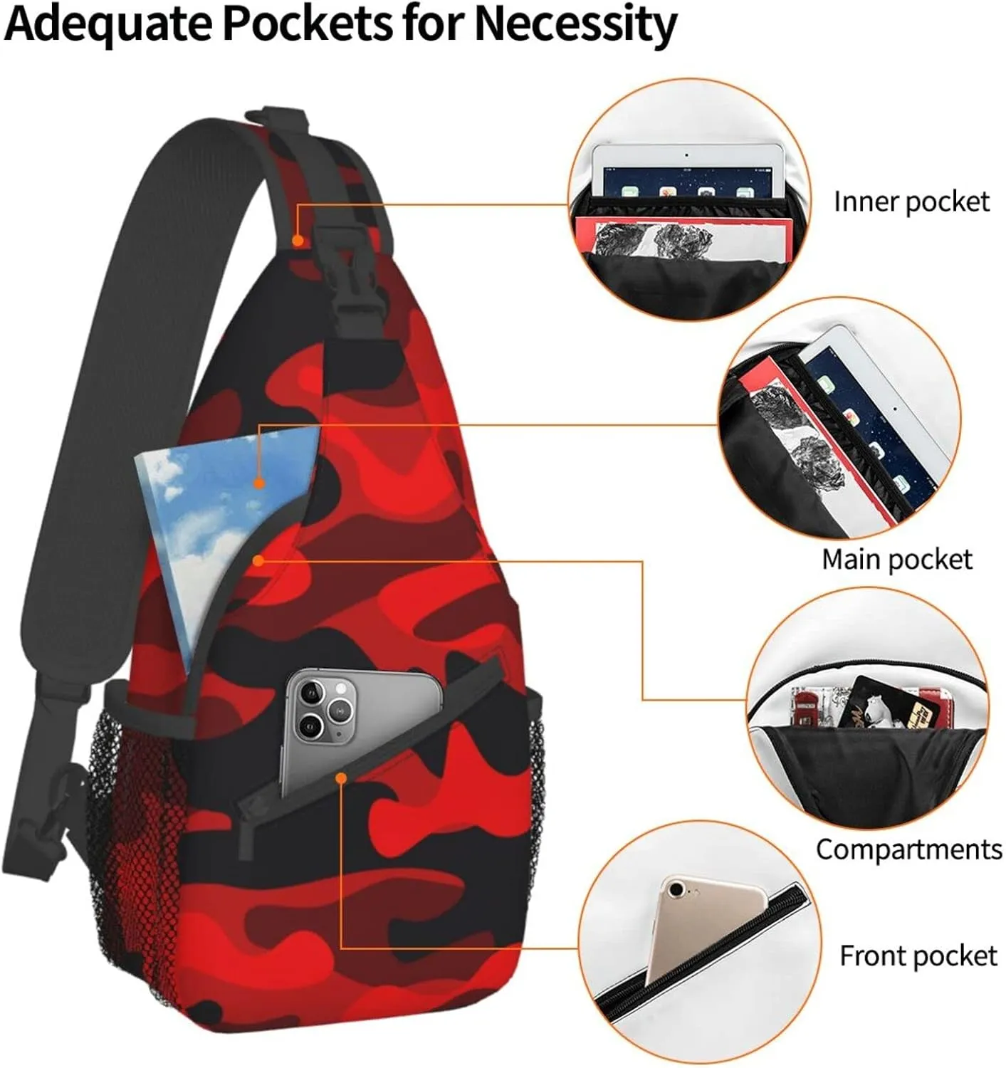 Sling Bag Baseball Vintage Sport Hiking Daypack Crossbody Shoulder Backpack Travel Chest Pack for Men Women