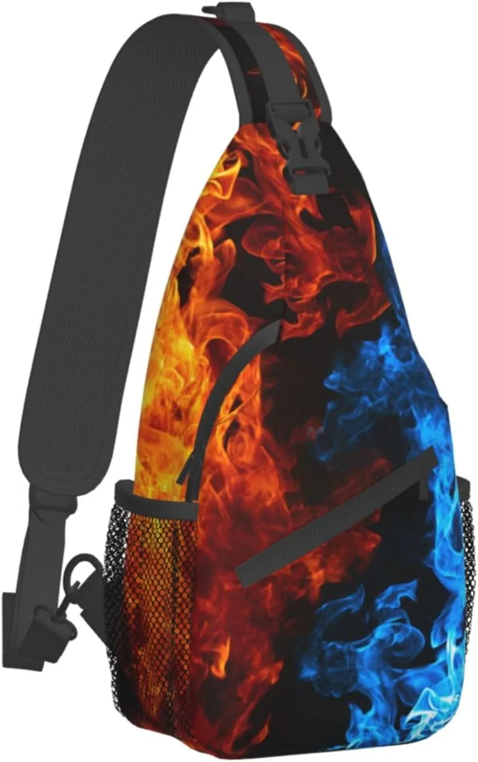 Sling Bag Casual Shoulder Backpack Lightweight Red blue fire balck Chest Package With Adjustable Strap Multipurpose Sling Bag
