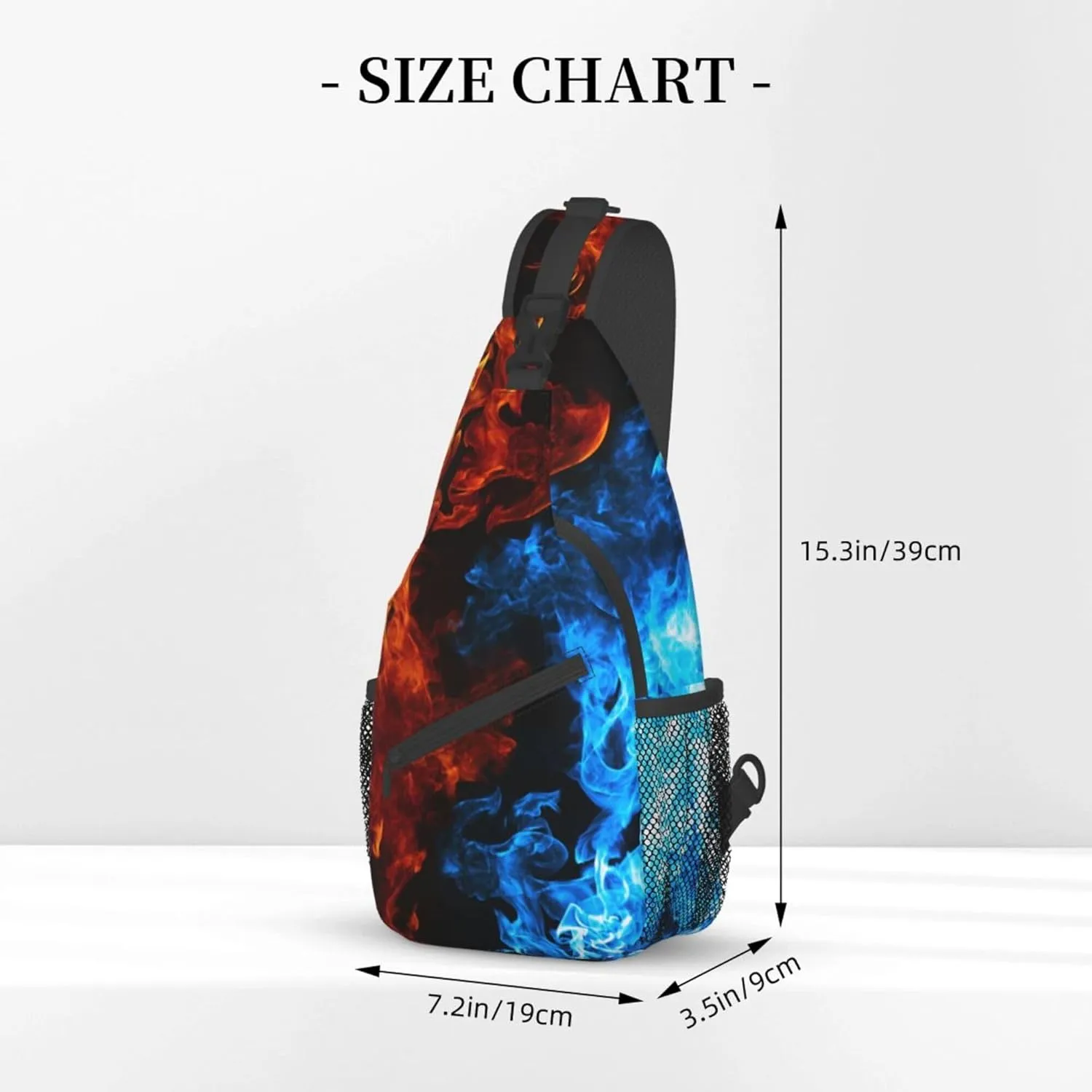 Sling Bag Casual Shoulder Backpack Lightweight Red blue fire balck Chest Package With Adjustable Strap Multipurpose Sling Bag