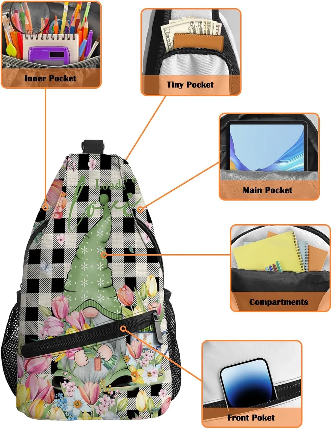 Sling Bag Crossbody Bag for Women Men Waterproof Hiking Backpack Lightweight Chest Shoulder Bag Daypack for Travel