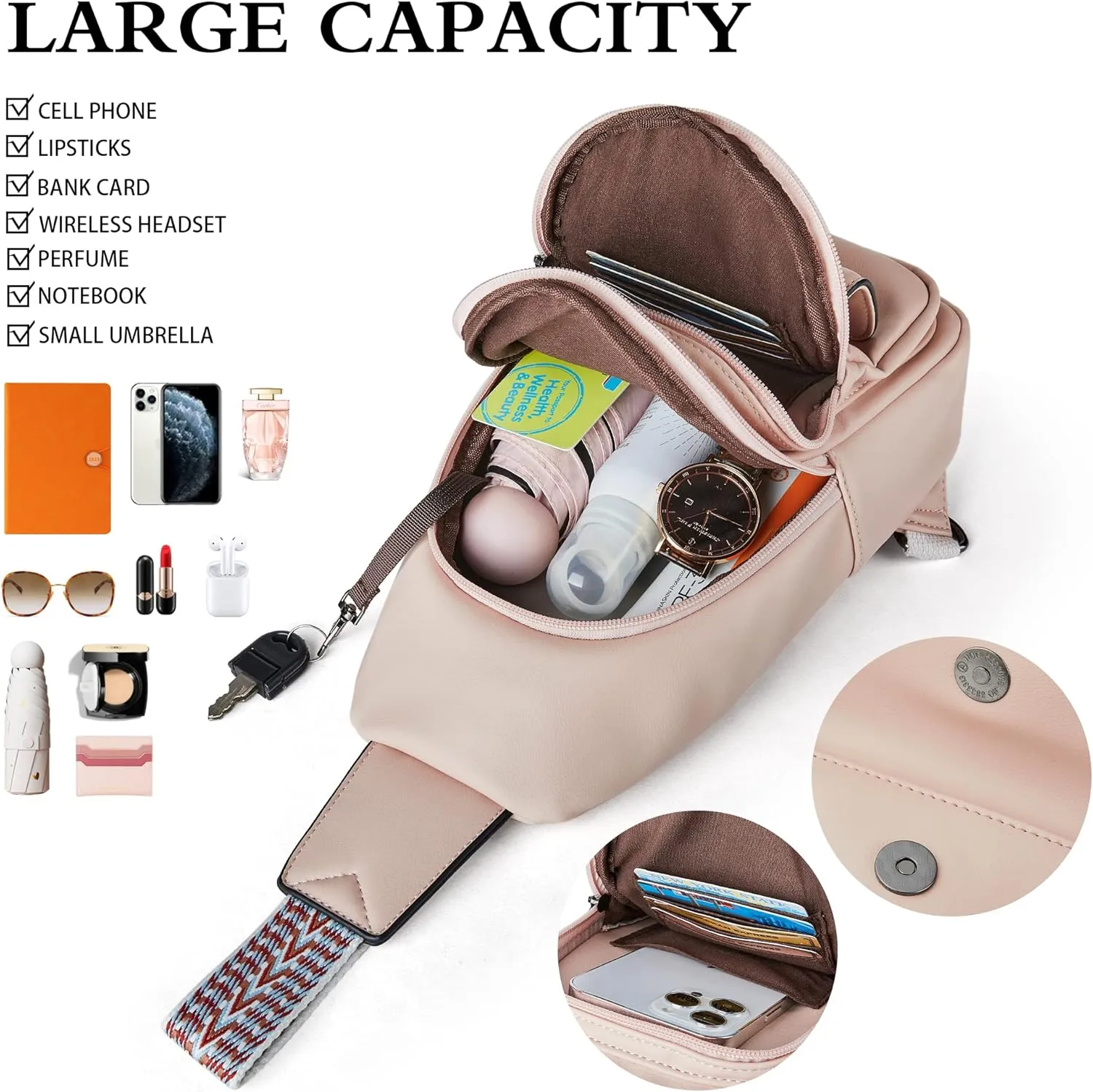 Sling Bag Crossbody Bags for Women Cross Body Fanny Packs Chest Sling Purses for Travel Shopping Leisure Sport