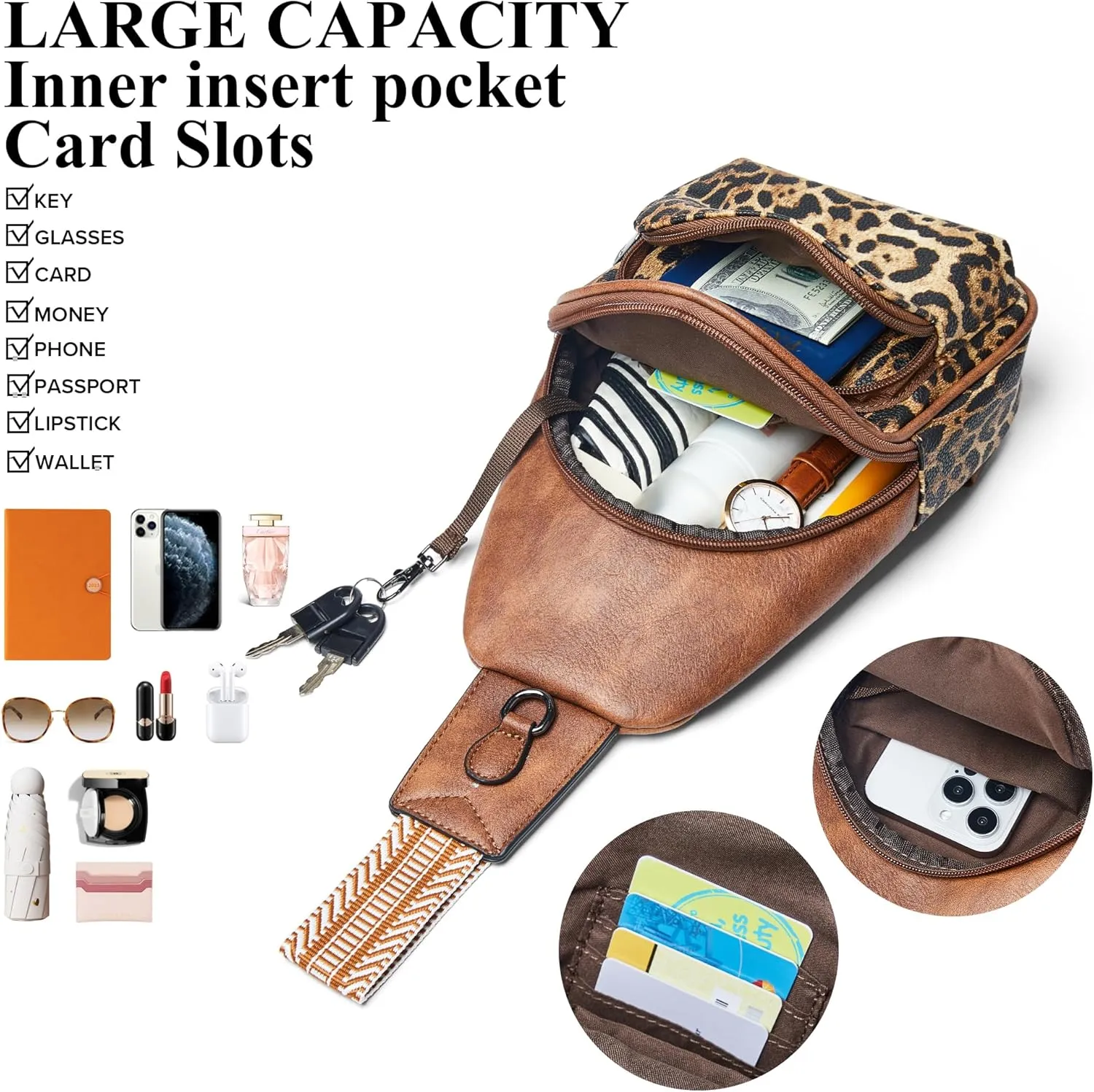 Sling Bag Crossbody Bags for Women Fanny Packs Purse Backpack Casual Daypacks for Travel Work Shopping