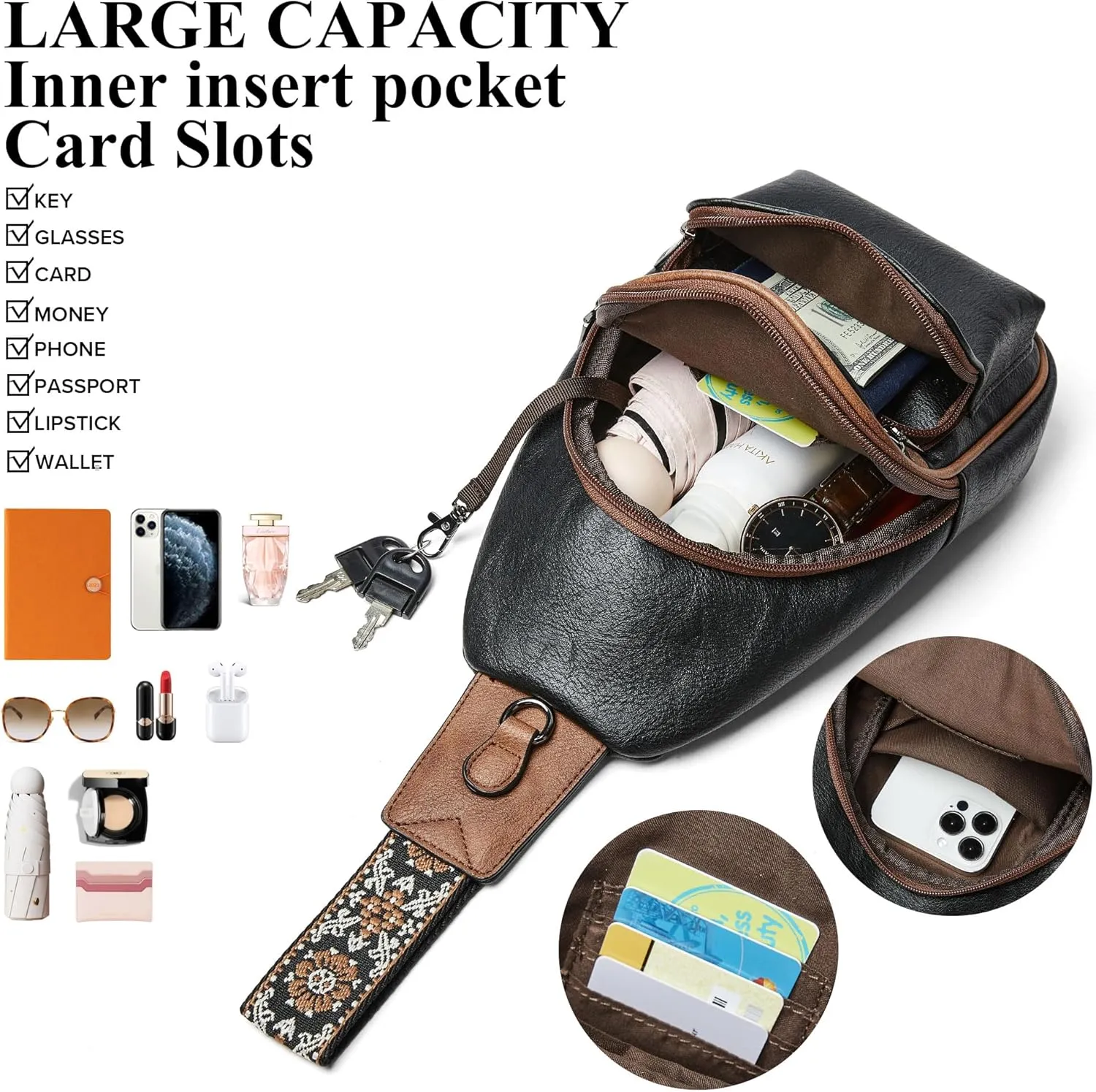 Sling Bag Crossbody Bags for Women Fanny Packs Purse Backpack Casual Daypacks for Travel Work Shopping