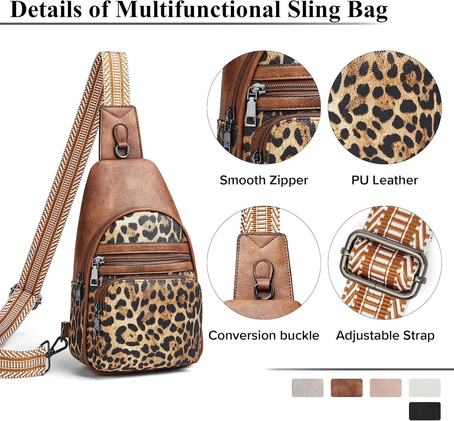 Sling Bag Crossbody Bags for Women Fanny Packs Purse Backpack Casual Daypacks for Travel Work Shopping