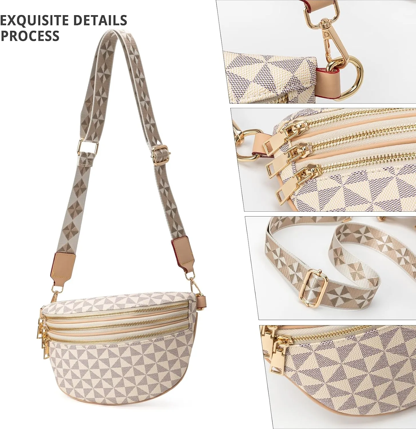 Sling Bag for Women, Crossbody Fanny Pack - Lightweight Chest Bag for Travel, Adjustable Strap & Hidden Pocket