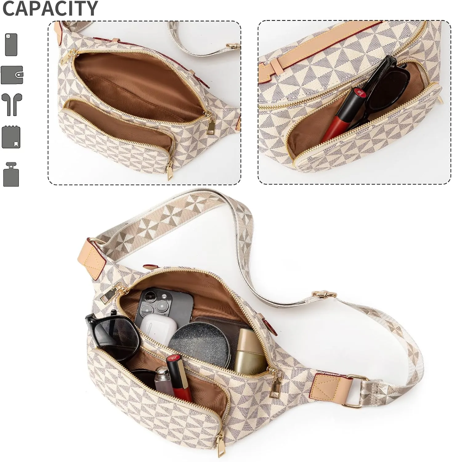 Sling Bag for Women, Crossbody Fanny Pack - Lightweight Chest Bag for Travel, Adjustable Strap & Hidden Pocket