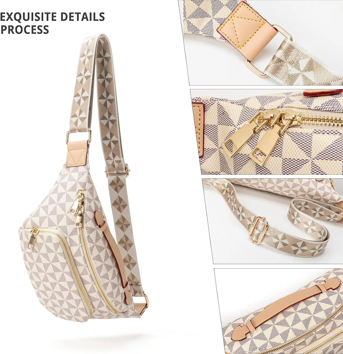 Sling Bag for Women, Crossbody Fanny Pack - Lightweight Chest Bag for Travel, Adjustable Strap & Hidden Pocket