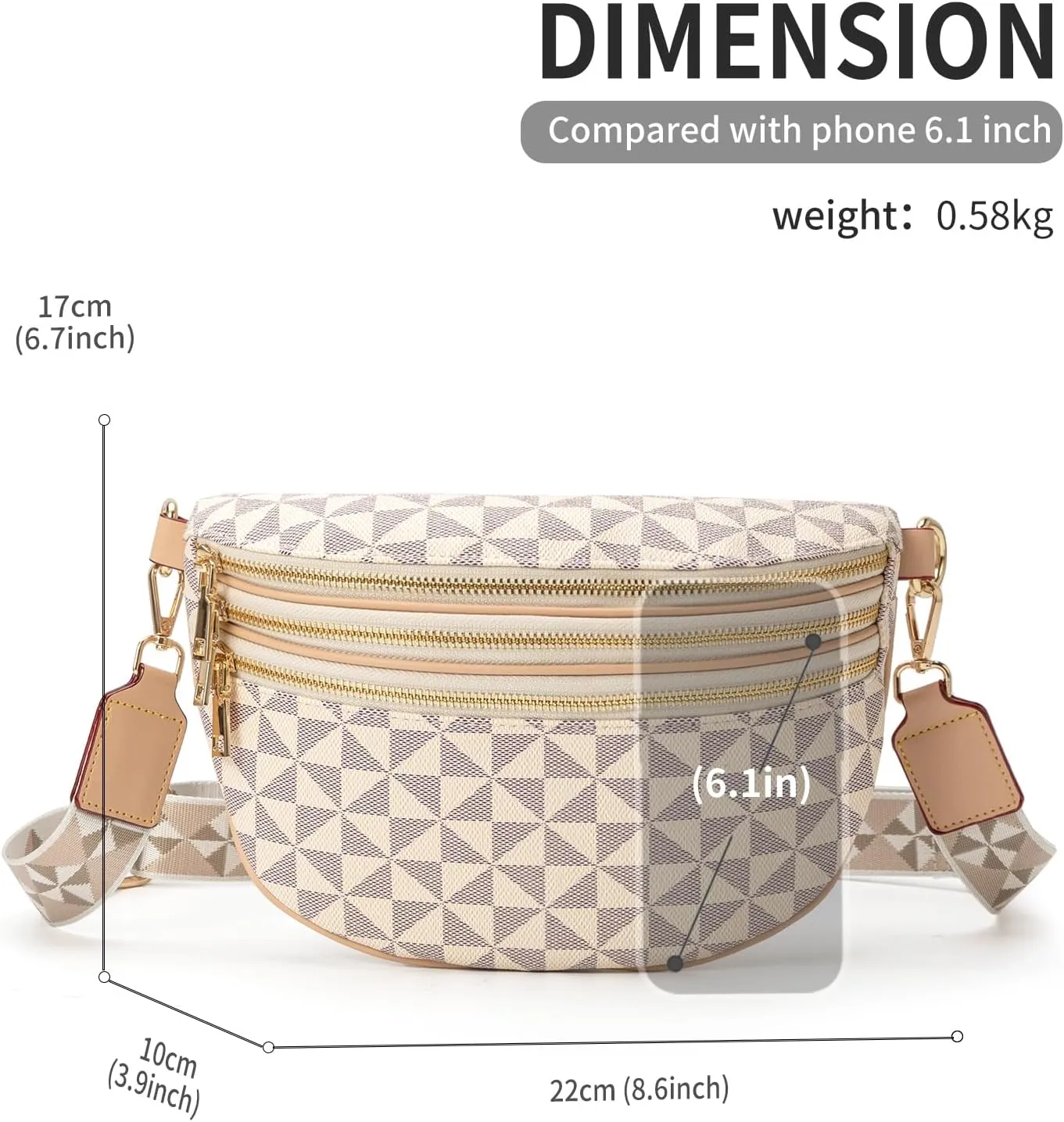 Sling Bag for Women, Crossbody Fanny Pack - Lightweight Chest Bag for Travel, Adjustable Strap & Hidden Pocket