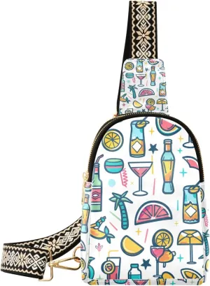 Sling Bag for Women Fruit Tropical Juice Summer Crossbody Bag Backpack Purse Small Cross Body Bags Travel Shoulder Bags Multipurpose Chest Bag