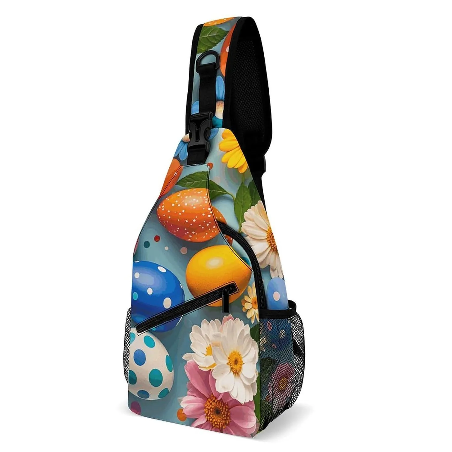 Sling Bag for Women Men Chest Bag Color Eggs Flowers Leaves Polka Dot Circles on Eggshells Crossbody Bag Small Sling Backpack Daypack Packs/554
