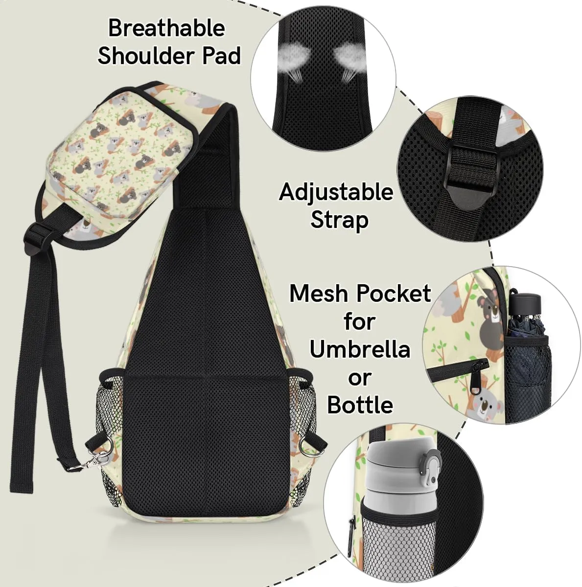 Sling Bag for Women Men Chest Shoulder Backpack Multipurpose Crossbody Bag Lightweight Travel Hiking Daypack