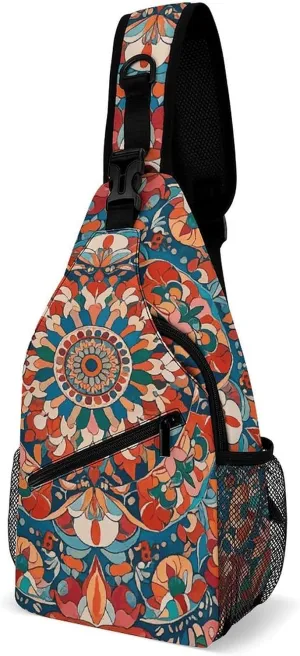 Sling Bag for Women Men Complex Floral Patterns Crossbody Bag Hiking Chest Bag Crossbody Fanny Pack Fashion Waist Packs Casual Daypack Backpacks Shoulder Bag for Travel