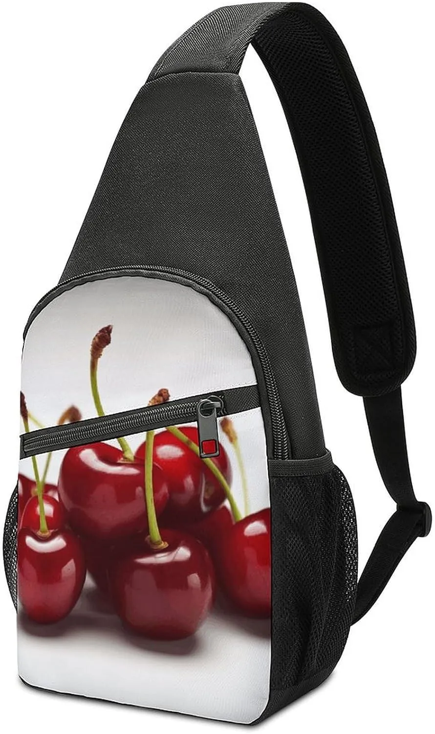 Sling Bag for Women Men Crossbody Bag Chest Bag Cherry on The Table Sling Backpack Fanny Packs Travel Hiking Daypack