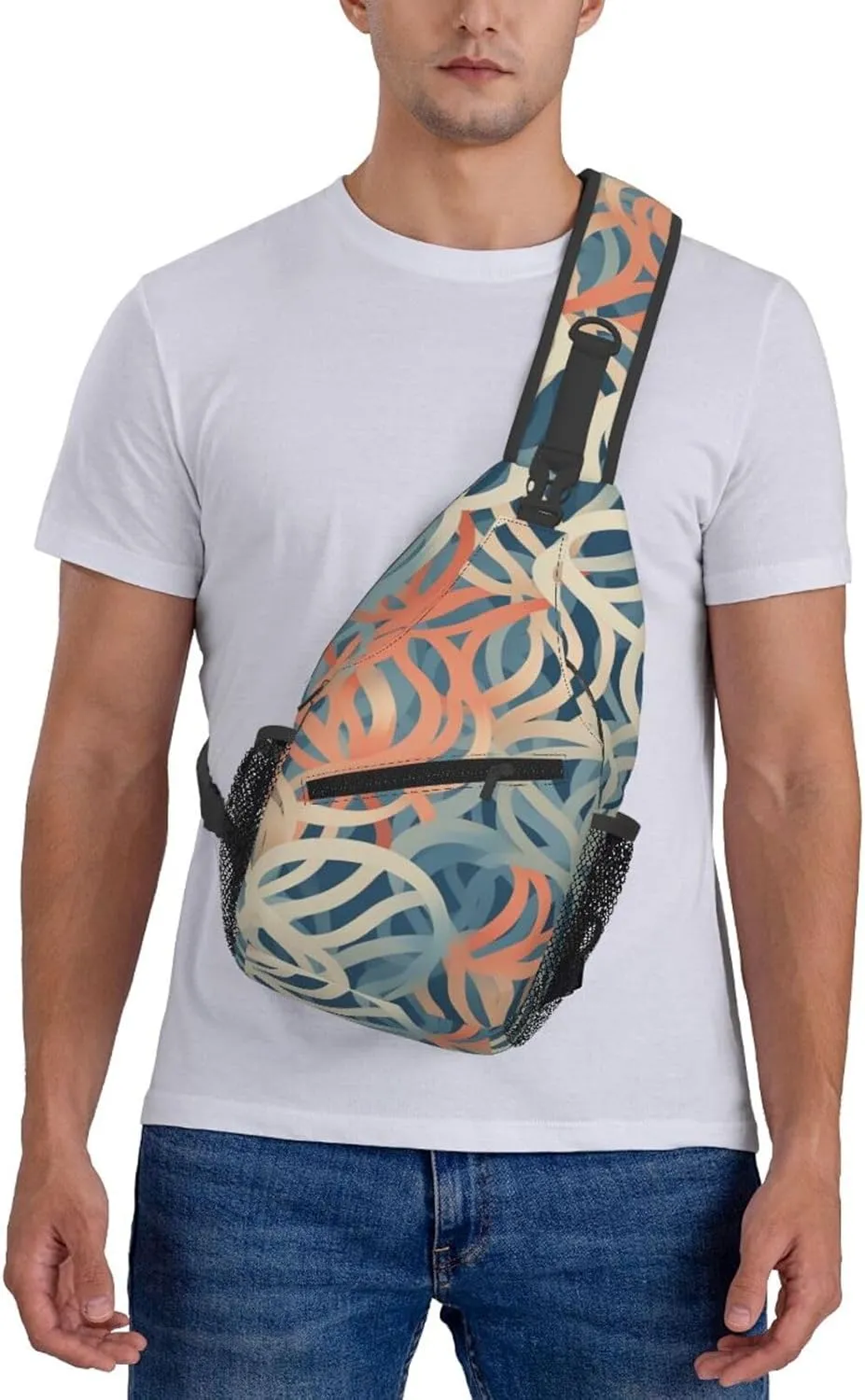 Sling Bag for Women Men Crossbody Bag Sling Backpack Coral coloured patterns Cross Body Bag Adjustable Chest Bag