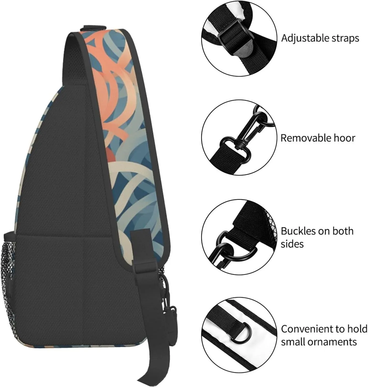 Sling Bag for Women Men Crossbody Bag Sling Backpack Coral coloured patterns Cross Body Bag Adjustable Chest Bag