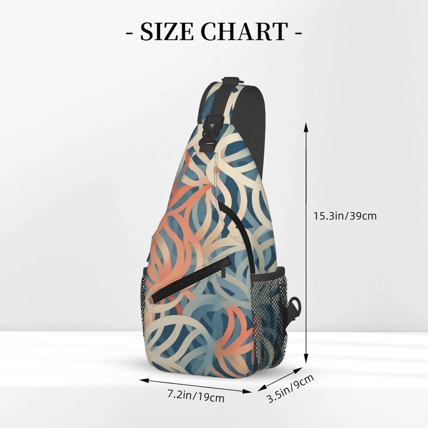 Sling Bag for Women Men Crossbody Bag Sling Backpack Coral coloured patterns Cross Body Bag Adjustable Chest Bag