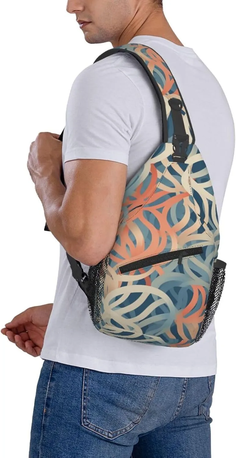 Sling Bag for Women Men Crossbody Bag Sling Backpack Coral coloured patterns Cross Body Bag Adjustable Chest Bag