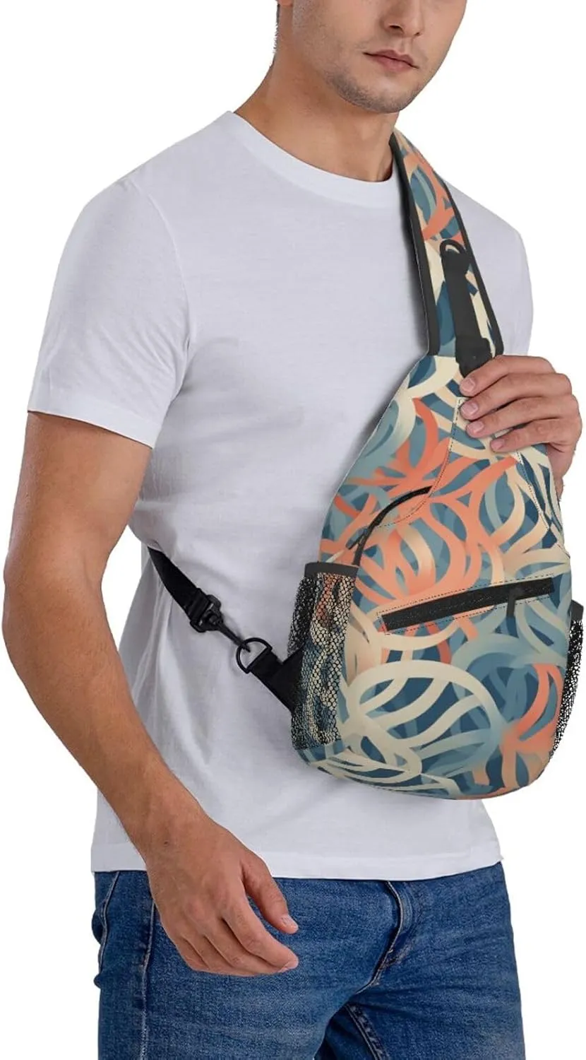 Sling Bag for Women Men Crossbody Bag Sling Backpack Coral coloured patterns Cross Body Bag Adjustable Chest Bag