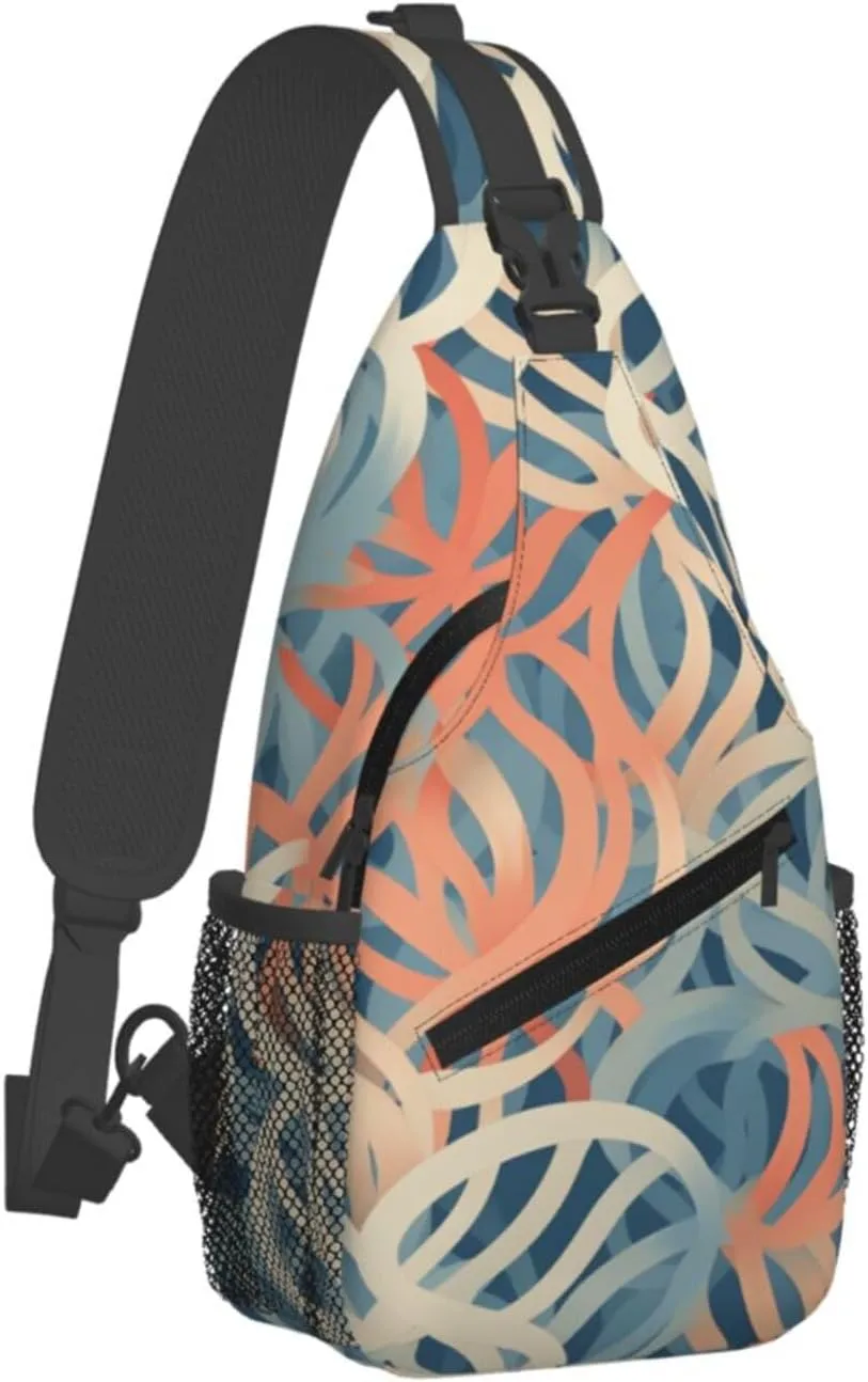 Sling Bag for Women Men Crossbody Bag Sling Backpack Coral coloured patterns Cross Body Bag Adjustable Chest Bag