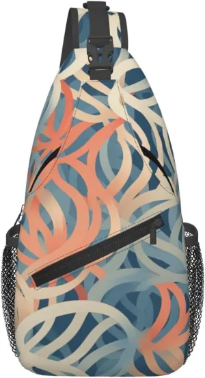Sling Bag for Women Men Crossbody Bag Sling Backpack Coral coloured patterns Cross Body Bag Adjustable Chest Bag