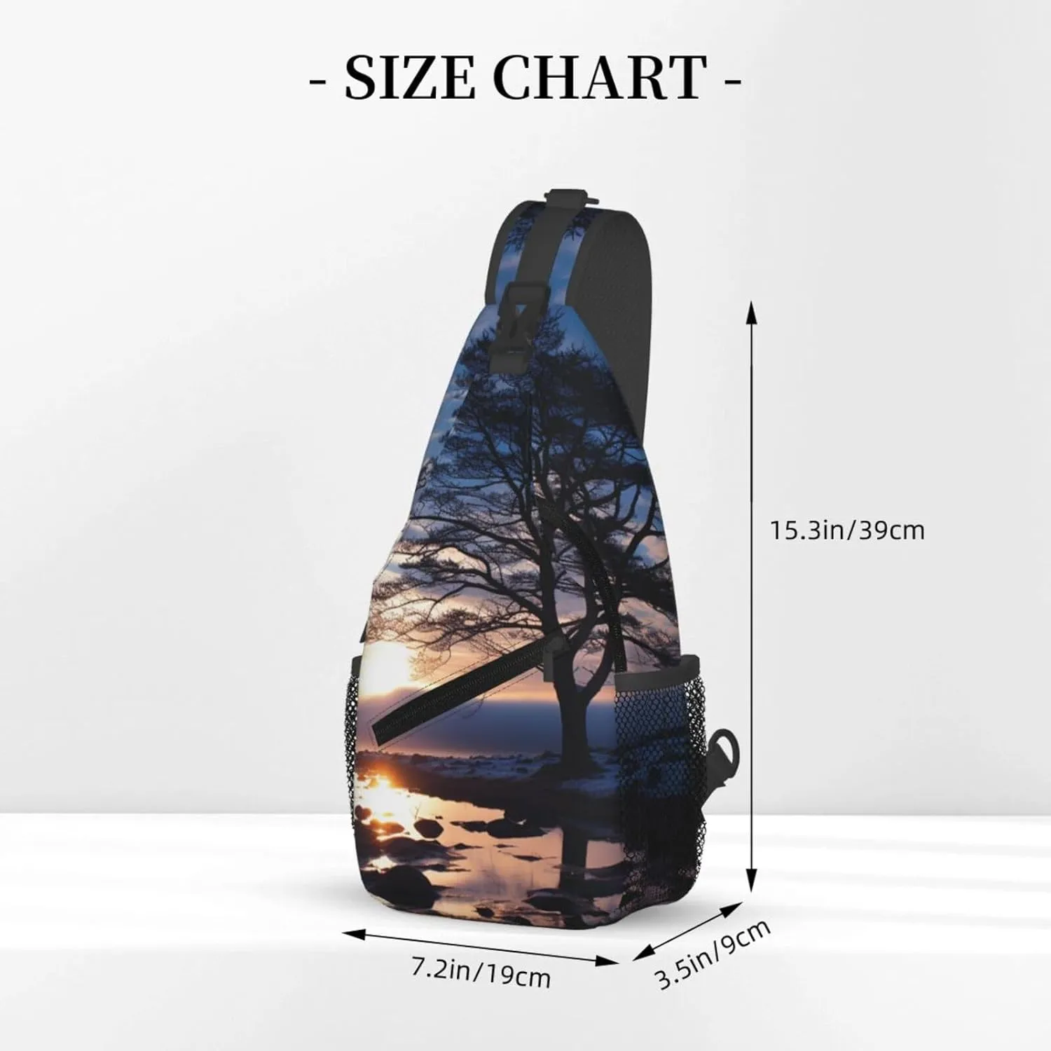Sling Bag for Women Men Crossbody Bag Sling Backpack Tree branch silhouette at dusk Cross Body Bag Adjustable Chest Bag