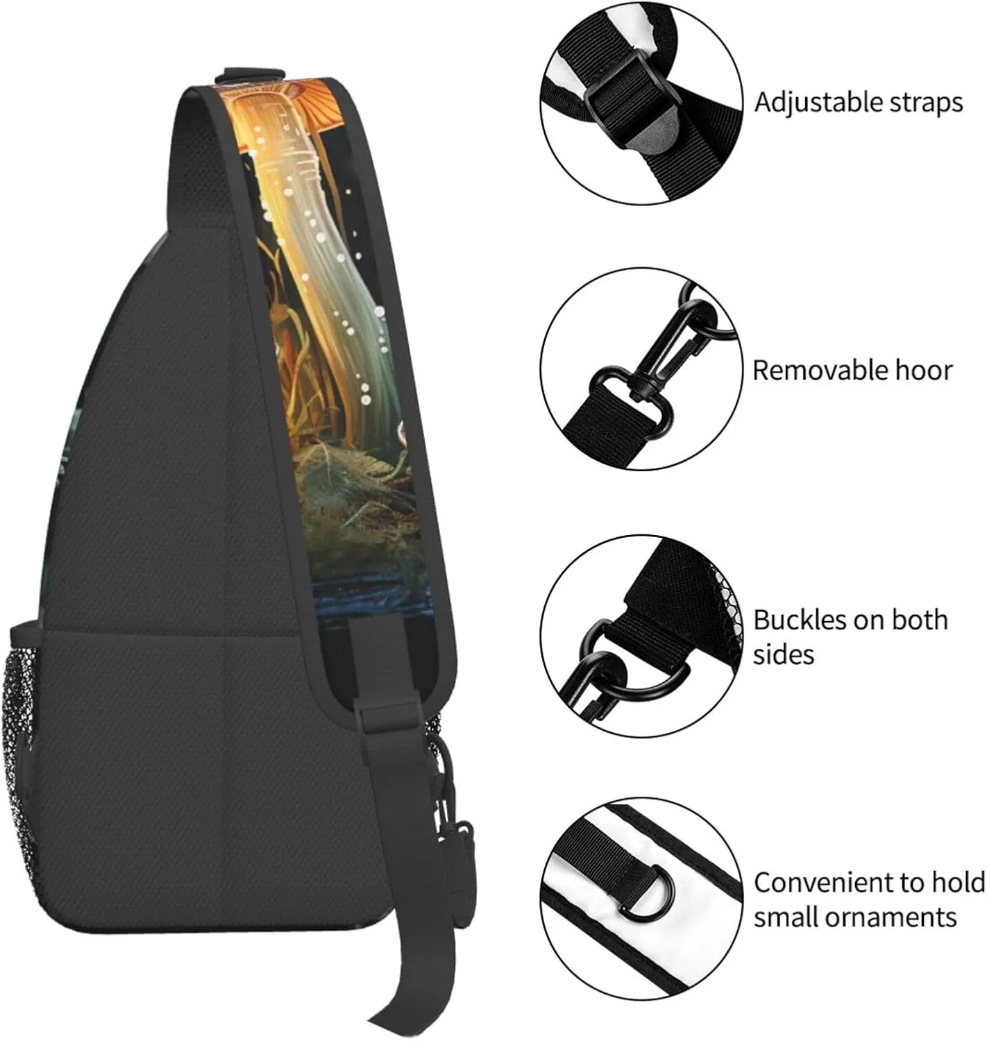 Sling Bag for Women Men Crossbody Bag Small Sling Backpack Butterfly Mushroom Chest Bag Hiking Daypack