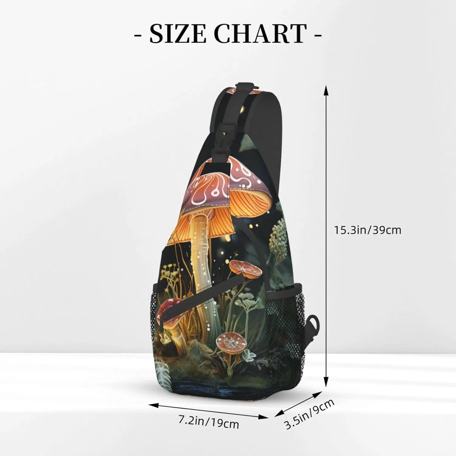 Sling Bag for Women Men Crossbody Bag Small Sling Backpack Butterfly Mushroom Chest Bag Hiking Daypack