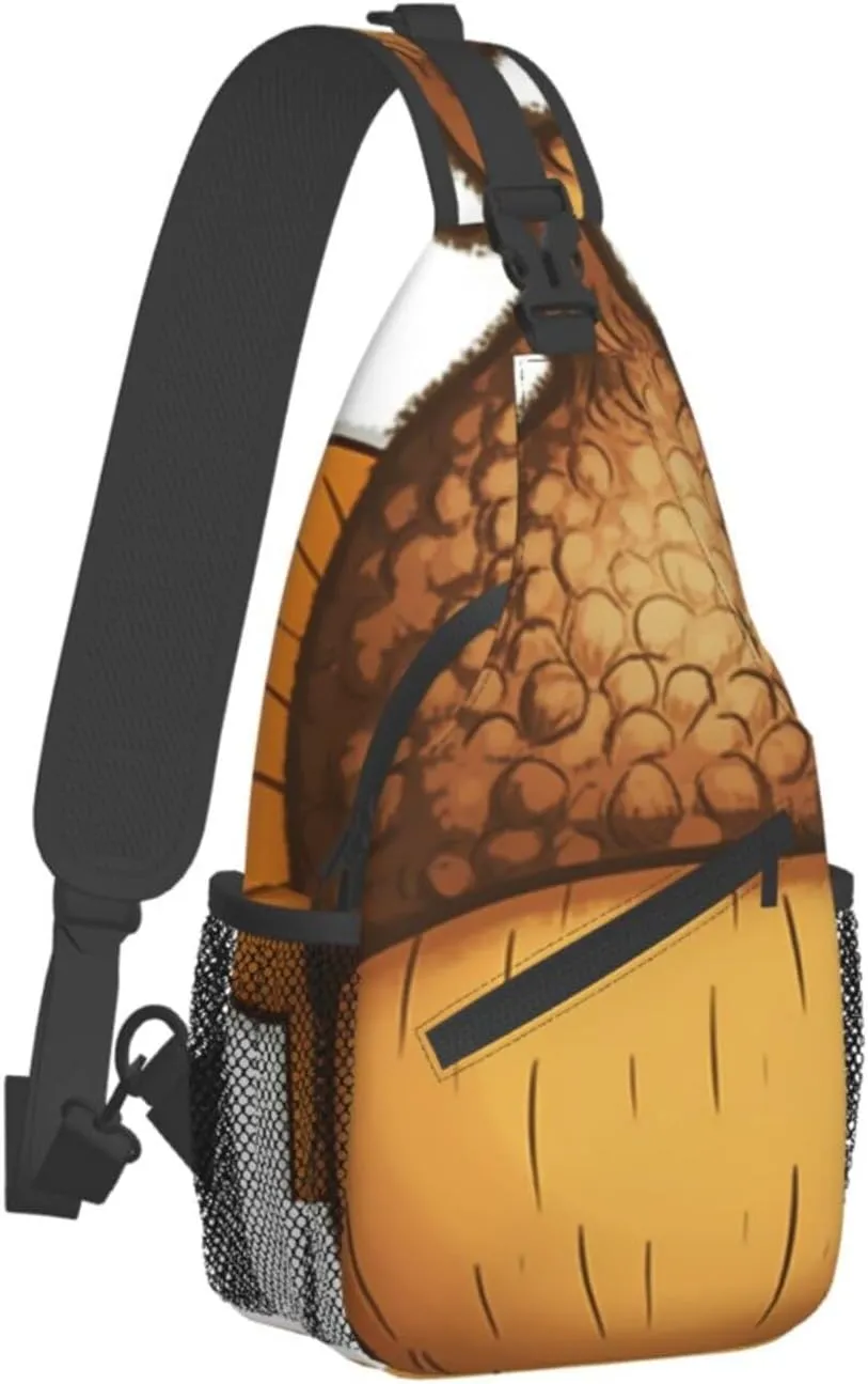 Sling Bag for Women Men Crossbody Bag Small Sling Backpack Cartoon Acorn Chest Bag Hiking Daypack
