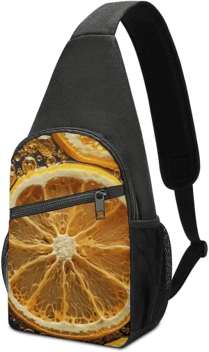 Sling Bag for Women Men Crossbody Bag Small Sling Backpack Citrus Juice Art Chest Bag Hiking Daypack