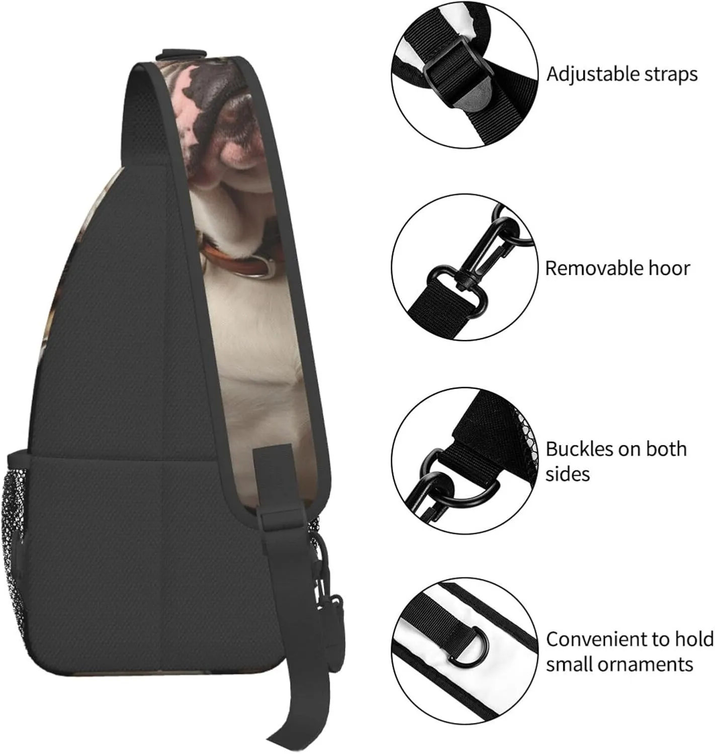 Sling Bag for Women Men Crossbody Bag Small Sling Backpack English-Bulldog Chest Bag Hiking Daypack