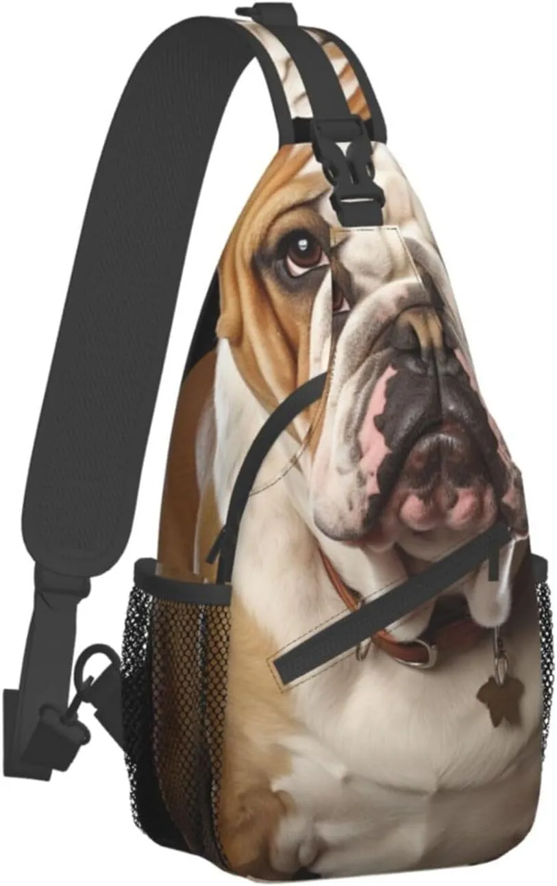 Sling Bag for Women Men Crossbody Bag Small Sling Backpack English-Bulldog Chest Bag Hiking Daypack