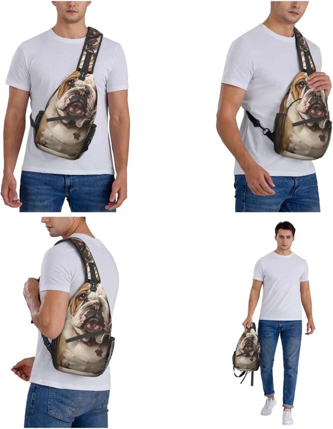 Sling Bag for Women Men Crossbody Bag Small Sling Backpack English-Bulldog Chest Bag Hiking Daypack