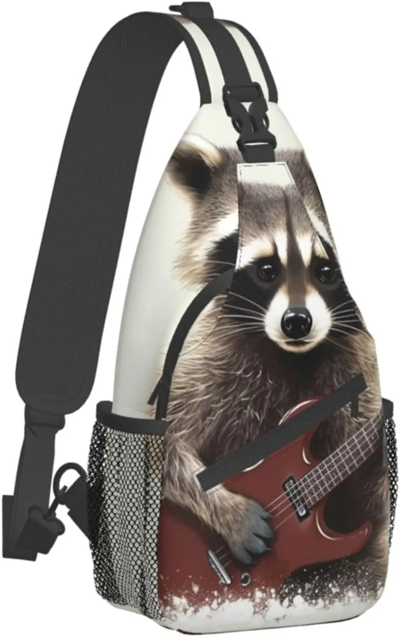Sling Bag for Women Men Crossbody Bag Small Sling Backpack Funny raccoon Chest Bag Hiking Daypack