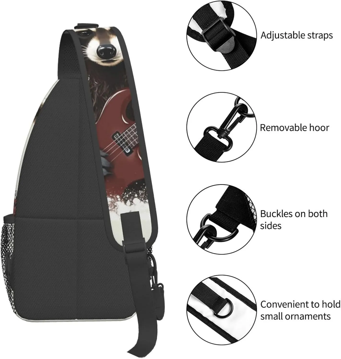 Sling Bag for Women Men Crossbody Bag Small Sling Backpack Funny raccoon Chest Bag Hiking Daypack
