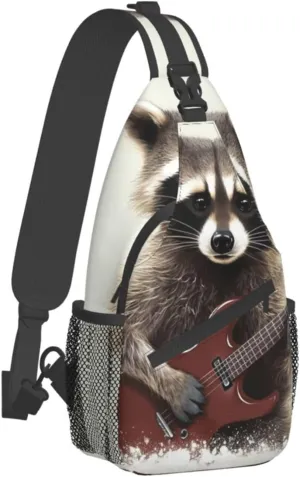 Sling Bag for Women Men Crossbody Bag Small Sling Backpack Funny raccoon Chest Bag Hiking Daypack