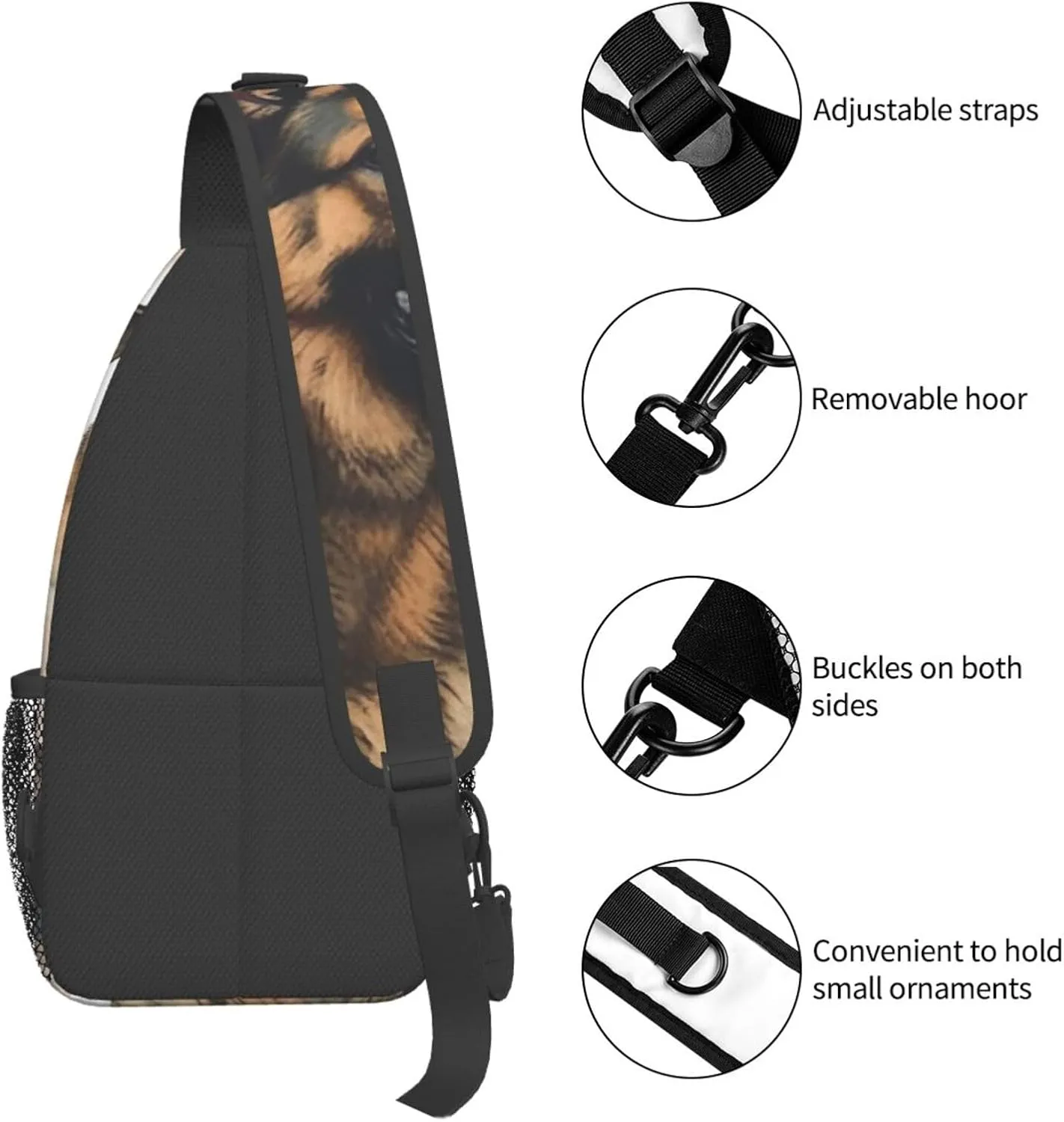 Sling Bag for Women Men Crossbody Bag Small Sling Backpack German Shepherd Dog Lovers Chest Bag Hiking Daypack