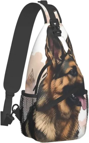 Sling Bag for Women Men Crossbody Bag Small Sling Backpack German Shepherd Dog Lovers Chest Bag Hiking Daypack